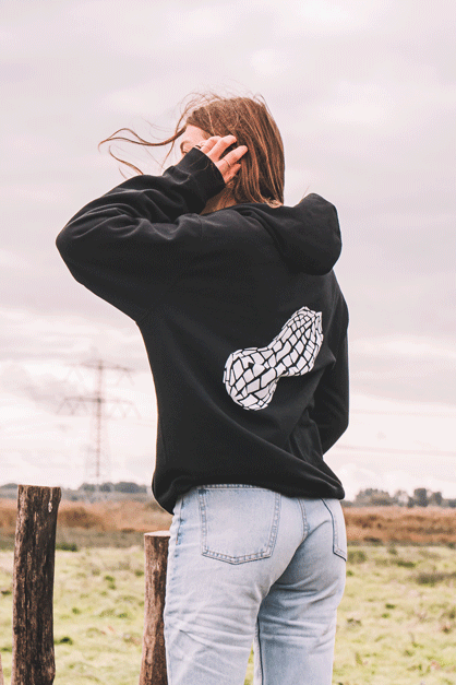 Pindabaas Hoodie zwart - de pindakaaswinkel