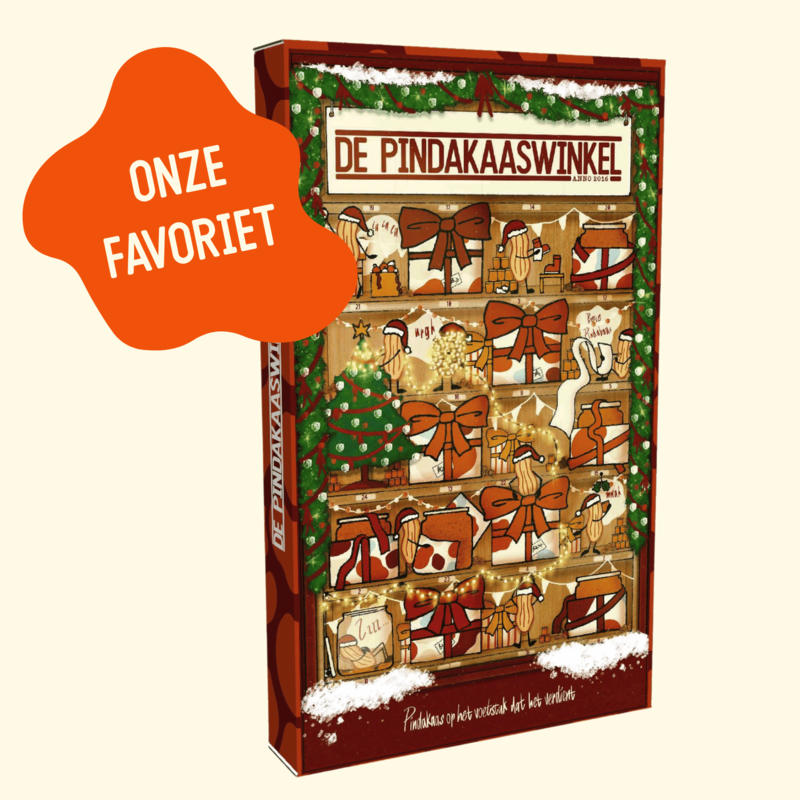 24 smaken pindakaas. Elke dag een feestje. De hit van De Pindakaaswinkel!