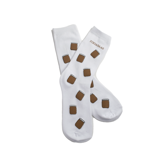 Weiße Socken mit Erdnussgläsern